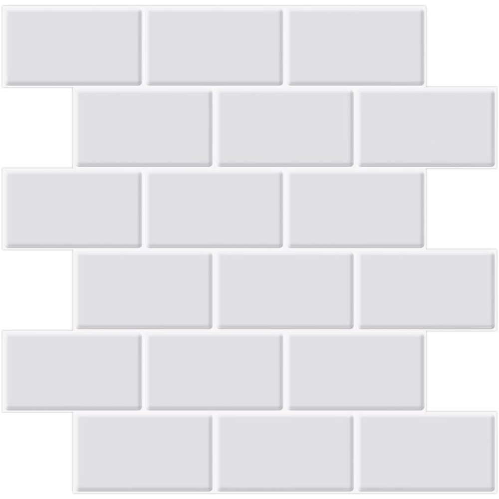 Subway Tile Peel and Stick Backsplash, White with gray grout: image 4
