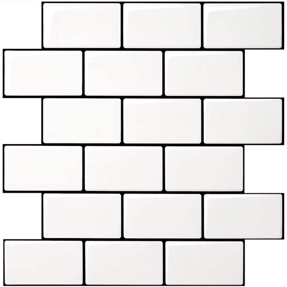 Subway Tile Peel and Stick Backsplash, White with gray grout: image 13