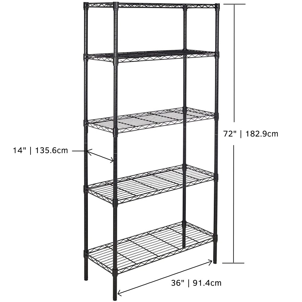 Heavy Duty Shelving Unit, 5-Shelf, Black: image 18
